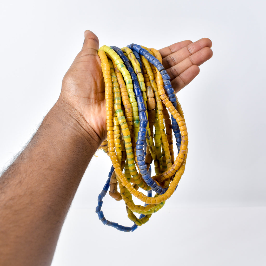10 Strands Krobo "Recycled" Powder Glass Trade Beads
