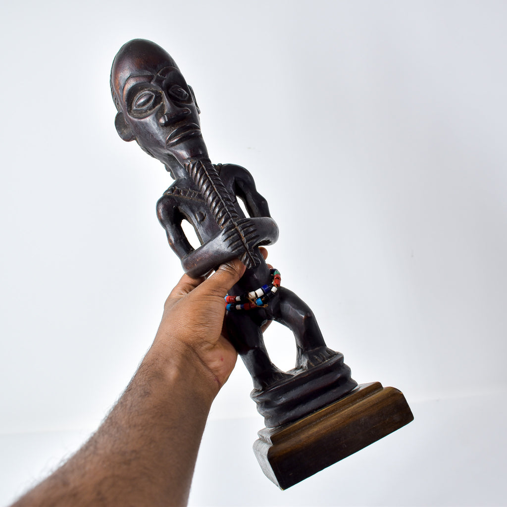 Baule Standing Bearded Female on Custom Base Côte d'Ivoire