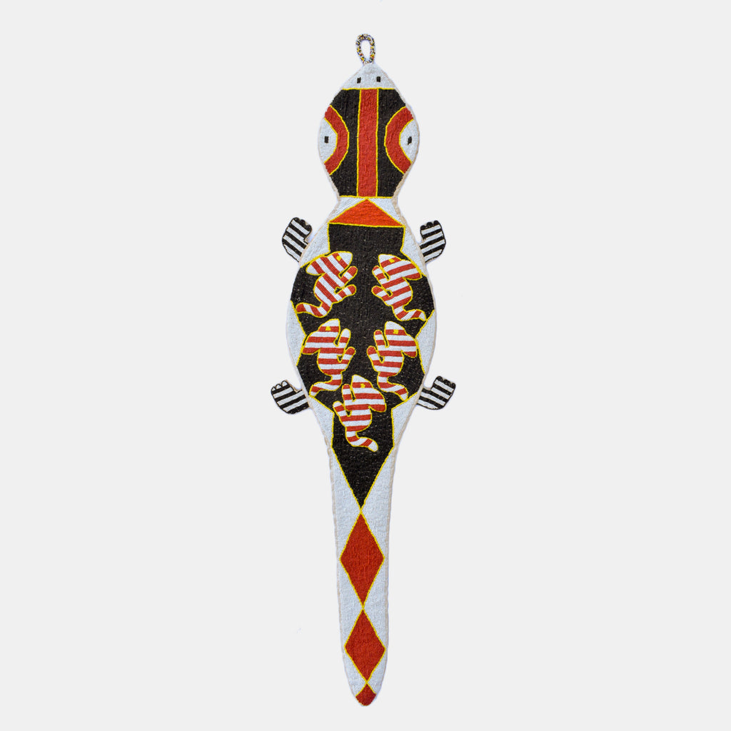 Yoruba Beaded Crocodile Diviner's Panel Nigeria