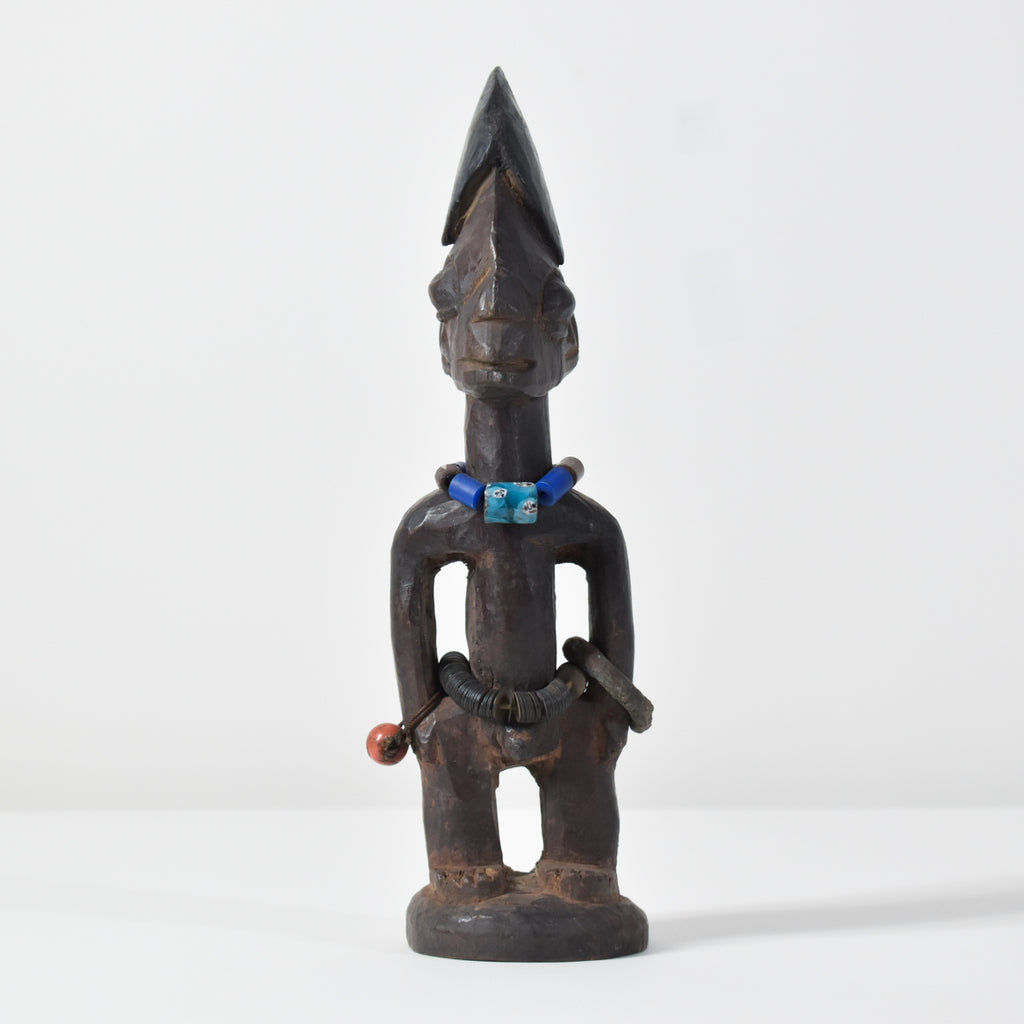 Yoruba Ibeji Male With Glass Bead Necklace Figure Nigeria