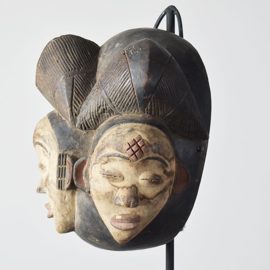 Punu Mukudji Double Headed Maiden Spirit Mask Gabon