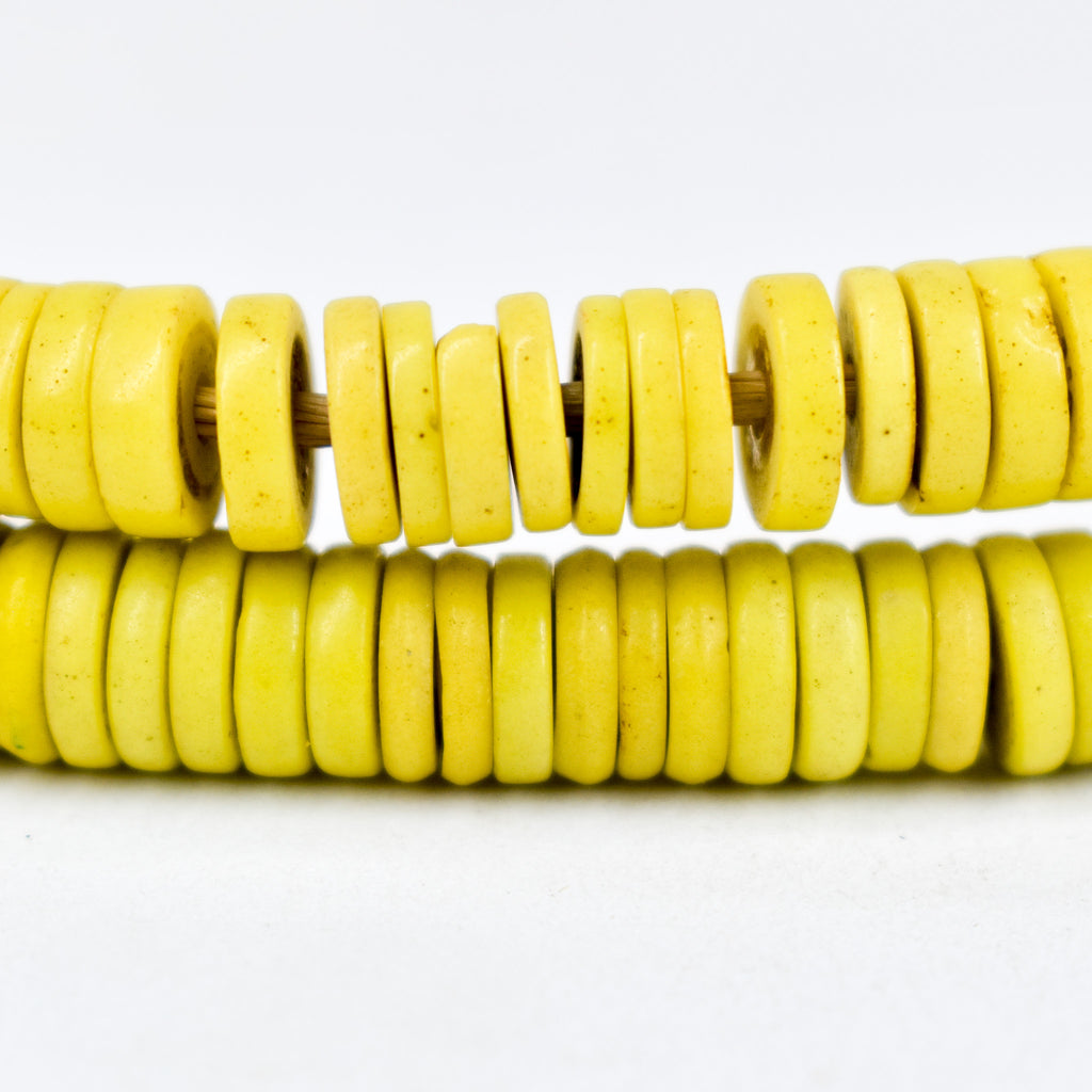 Bohemian Button Yellow Trade Beads 30 Inch