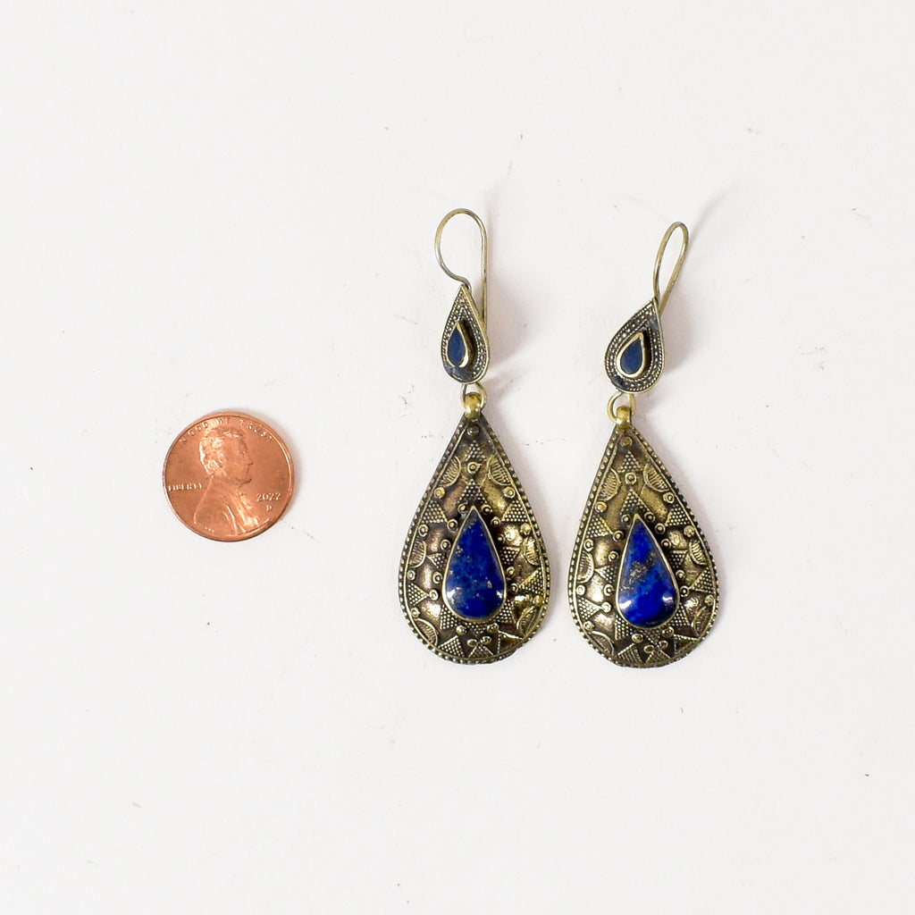 Lapis and Silver Earrings Afghanistan