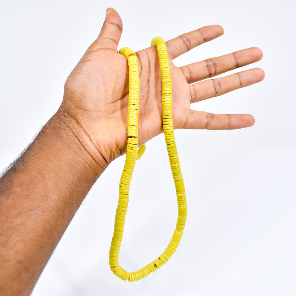 Bohemian Button Yellow Trade Beads 30 Inch