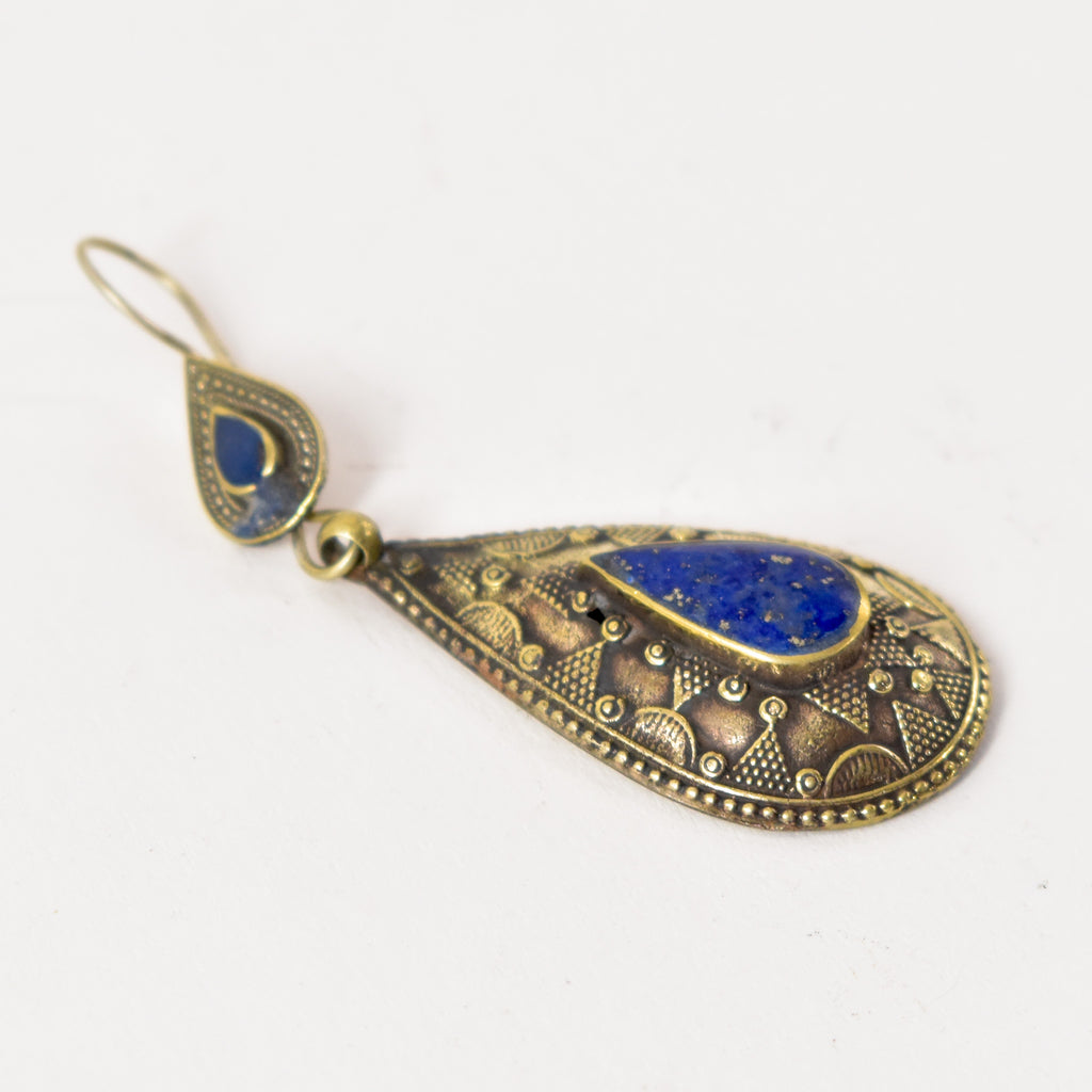 Lapis and Silver Earrings Afghanistan