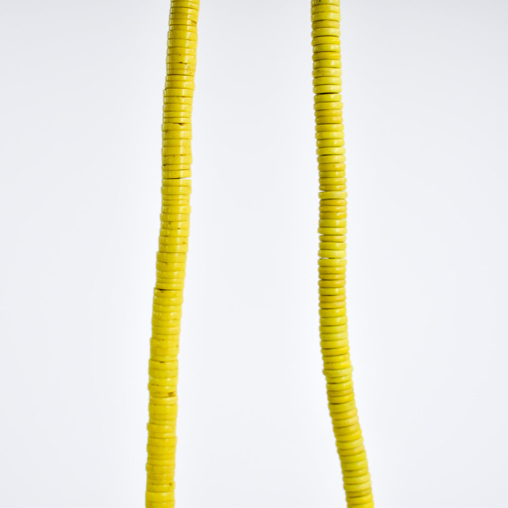 Bohemian Button Yellow Trade Beads 30 Inch