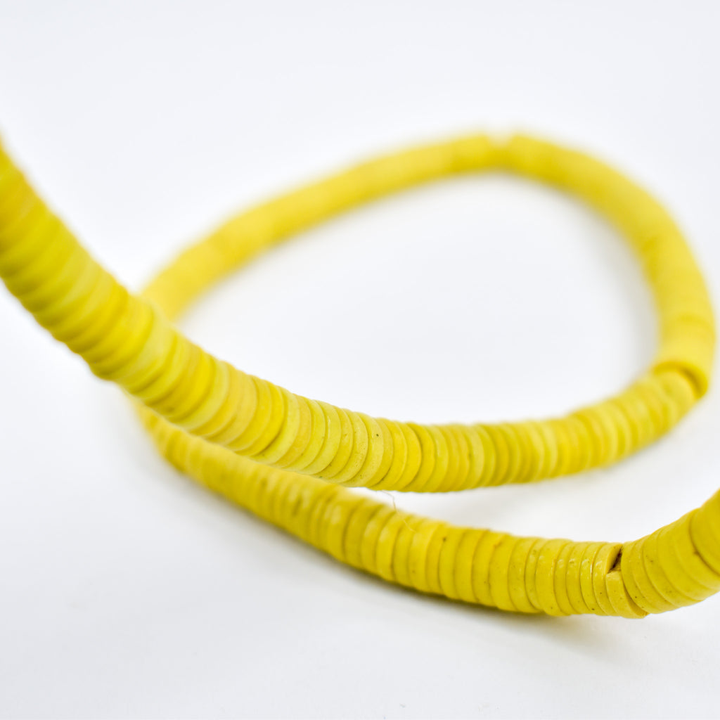Bohemian Button Yellow Trade Beads 30 Inch