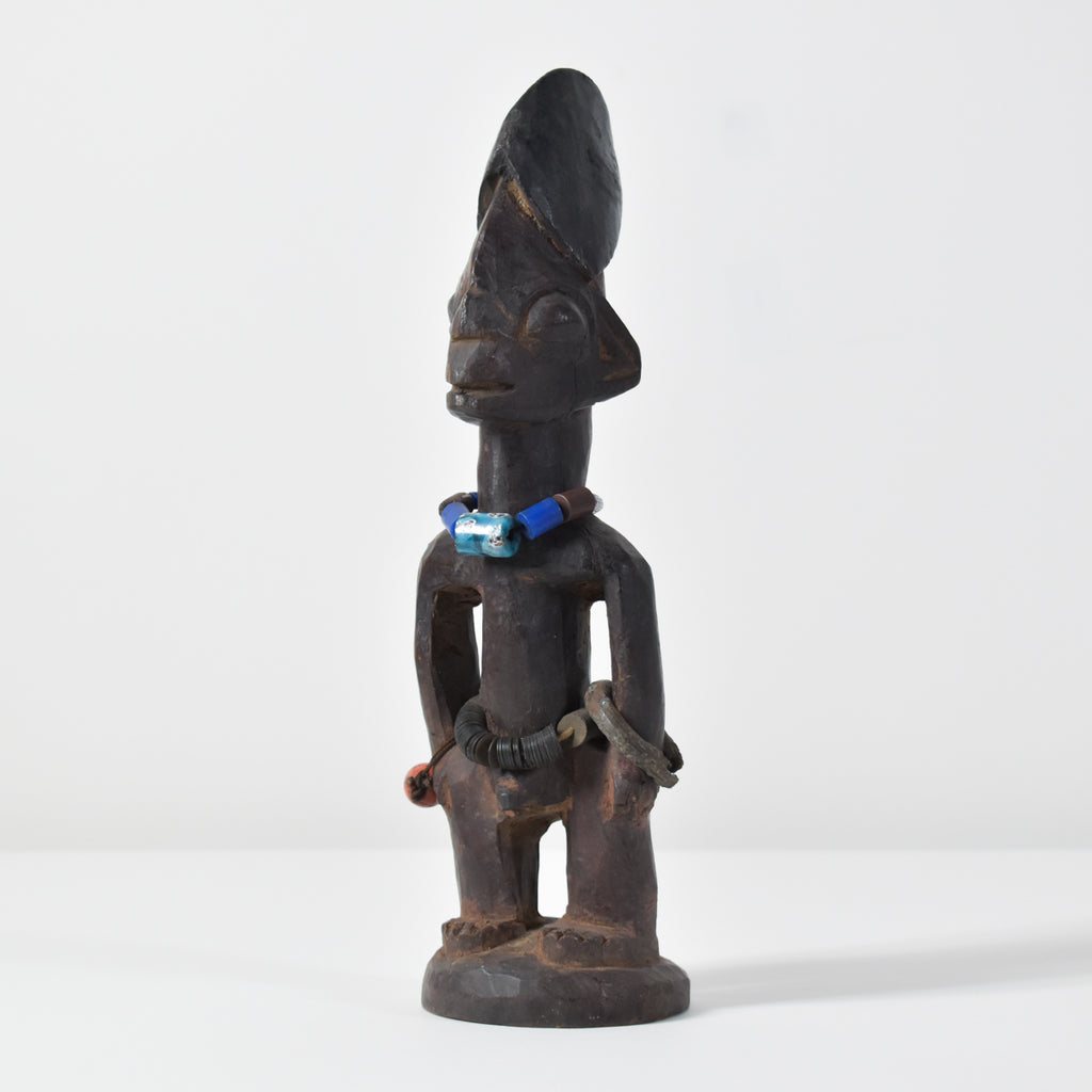 Yoruba Ibeji Male With Glass Bead Necklace Figure Nigeria