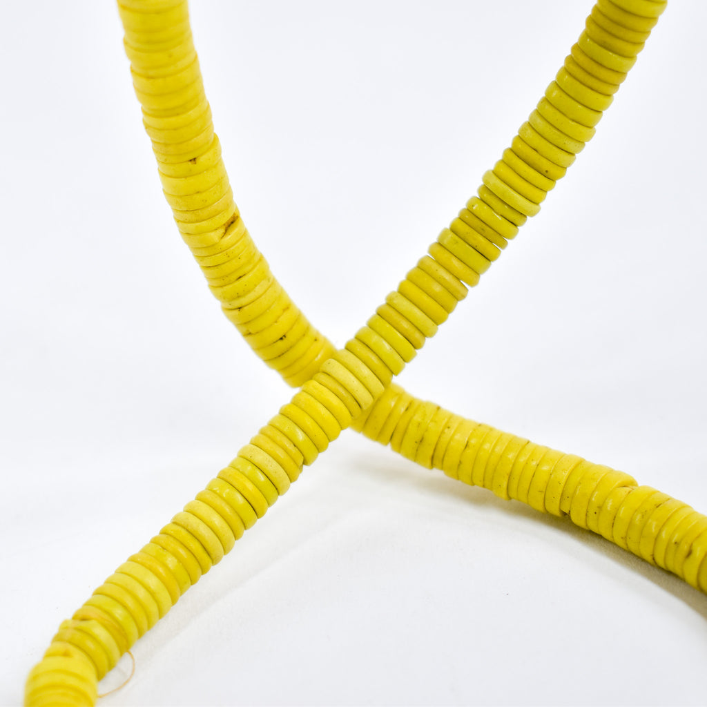 Bohemian Button Yellow Trade Beads 30 Inch