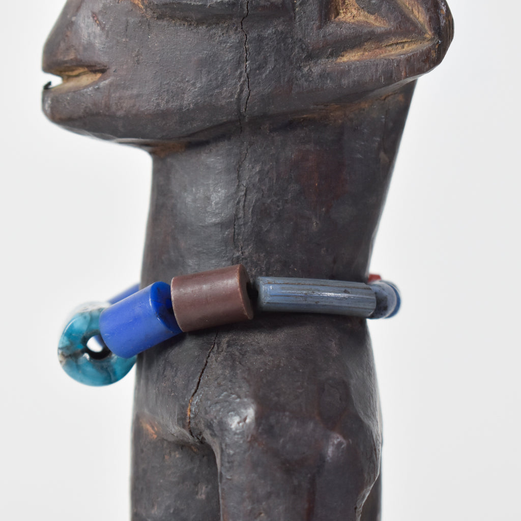 Yoruba Ibeji Male With Glass Bead Necklace Figure Nigeria