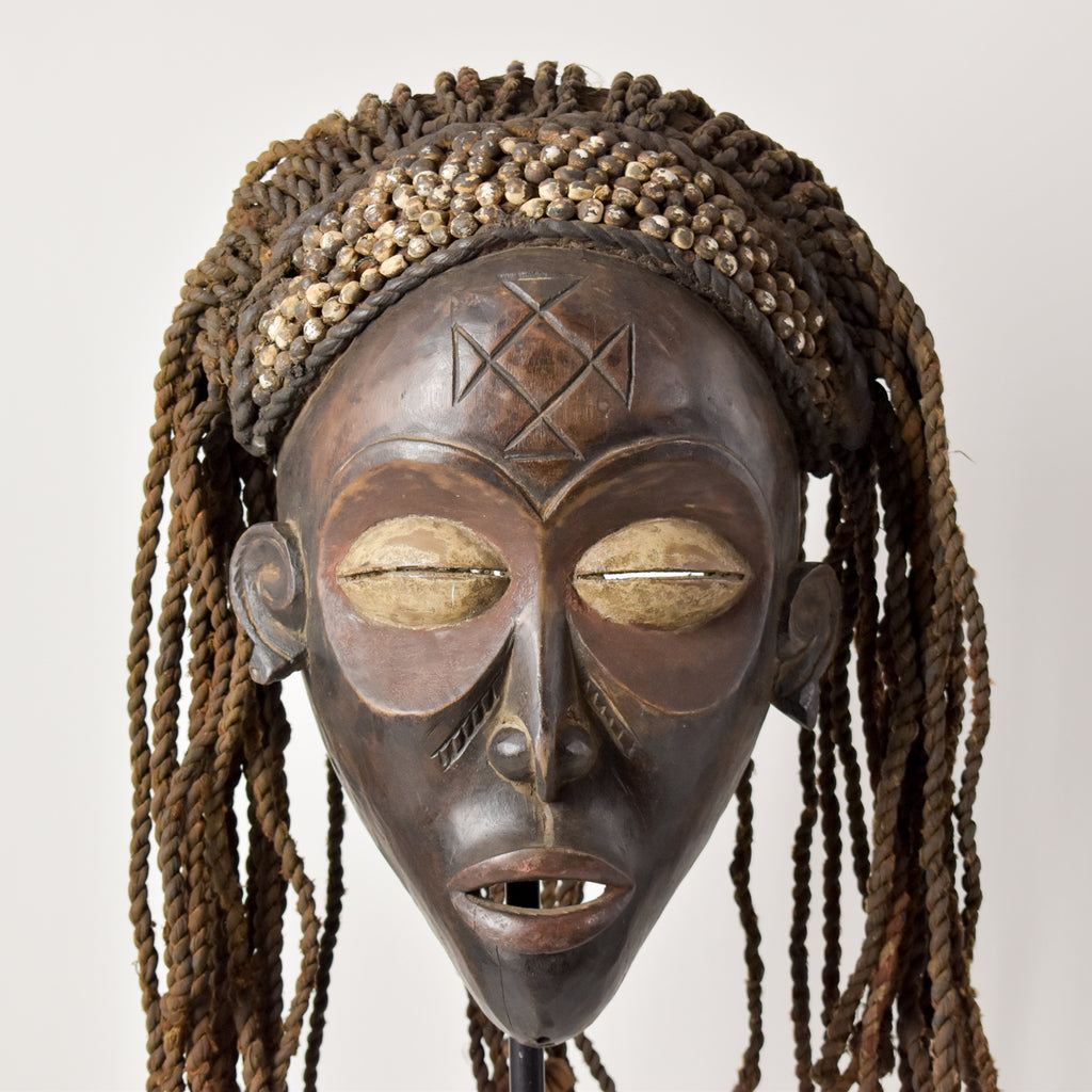 Chokwe Mask Mwana Pwo with Headdress Congo