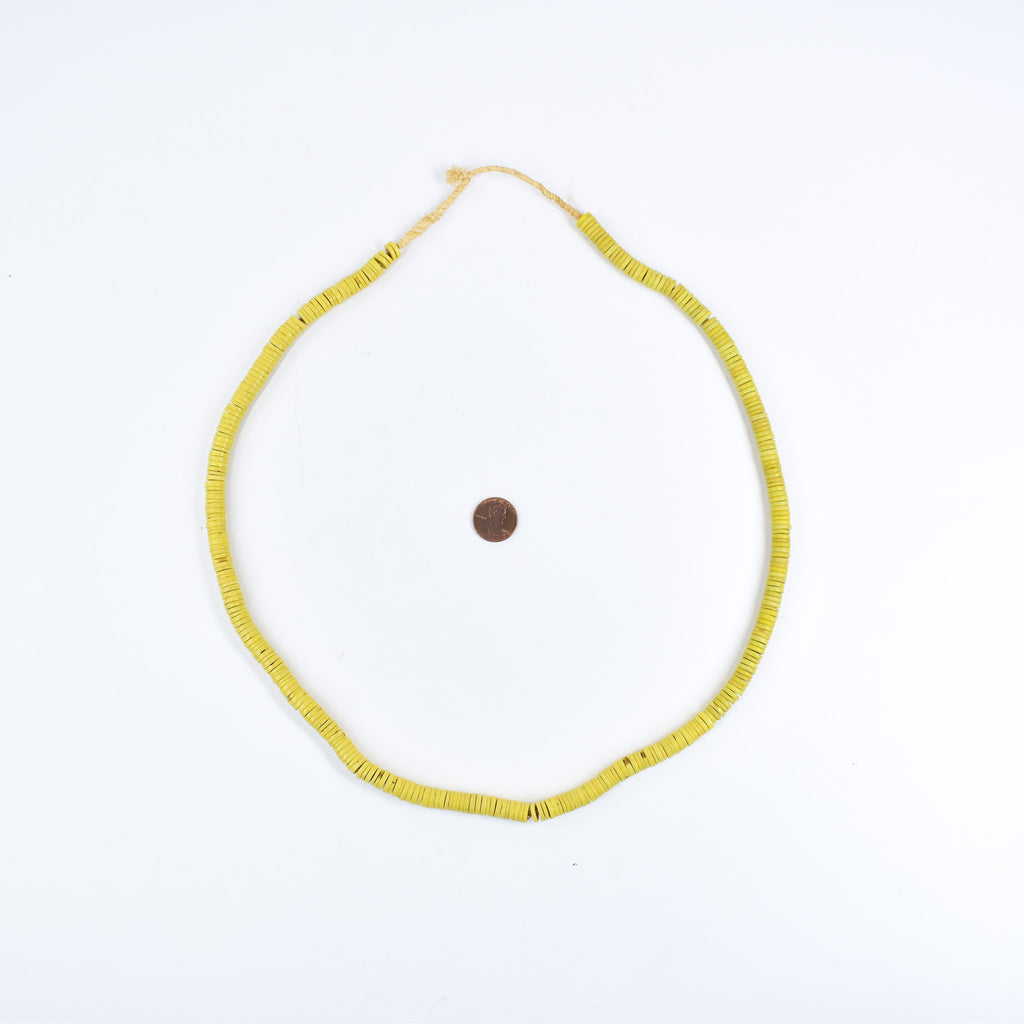 Bohemian Button Yellow Trade Beads 30 Inch
