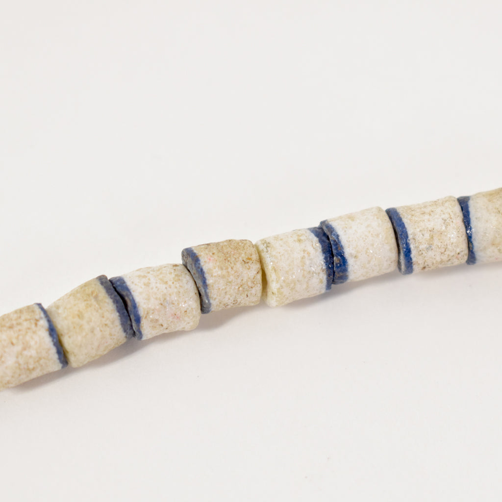 Yoruba Bells with Blue and White Skunk Venetian Trade Beads 37 inches