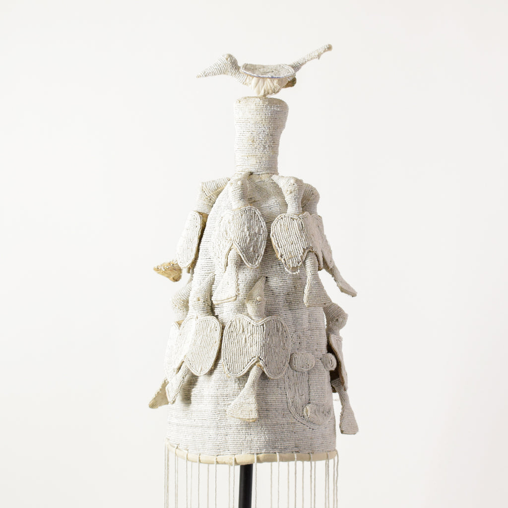 Yoruba White Beaded Crown Nigeria