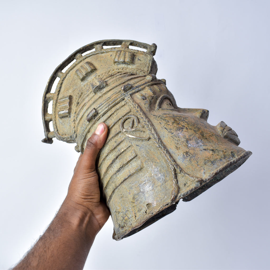 Benin Bronze Portrait Figure Nigeria