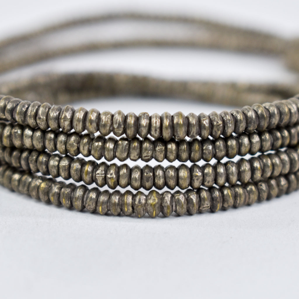 Silver Metal Heishi Beads Ethiopia 30 Inch