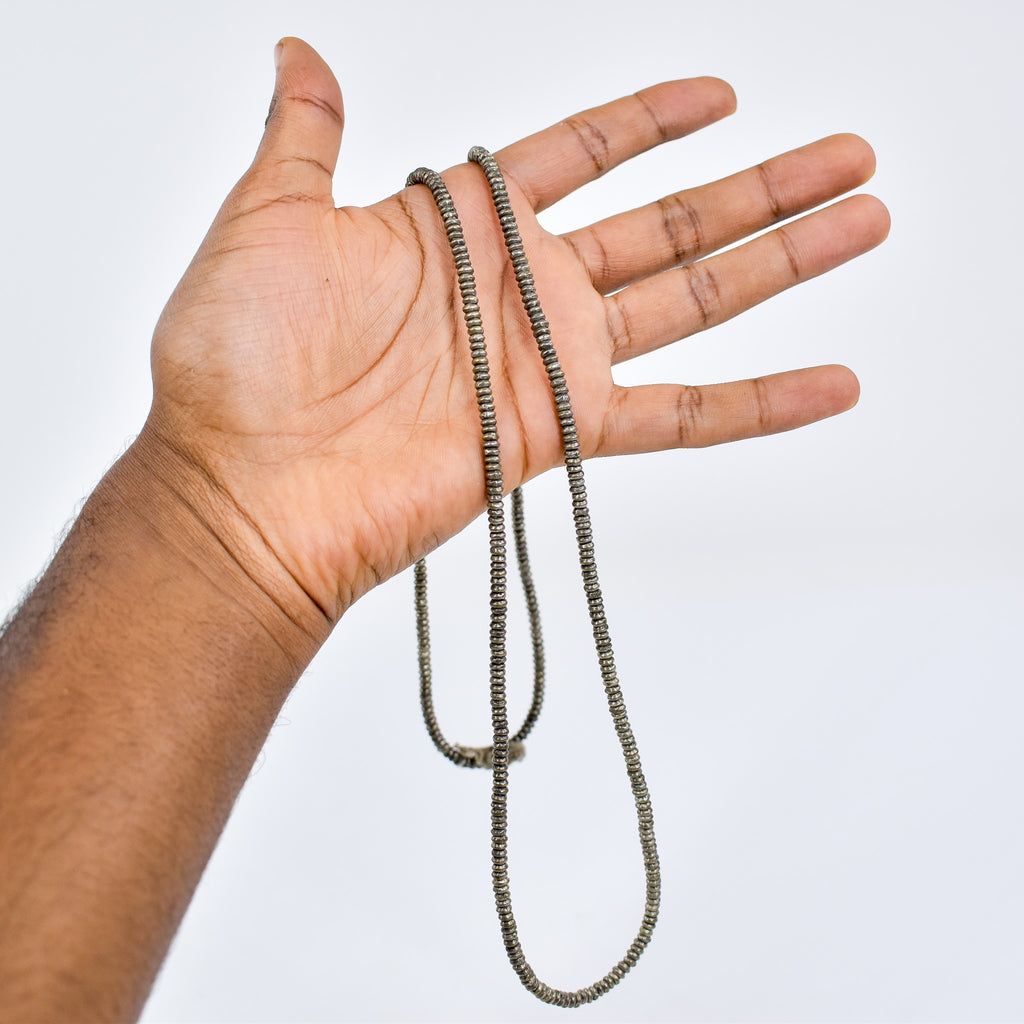 Silver Metal Heishi Beads Ethiopia 30 Inch
