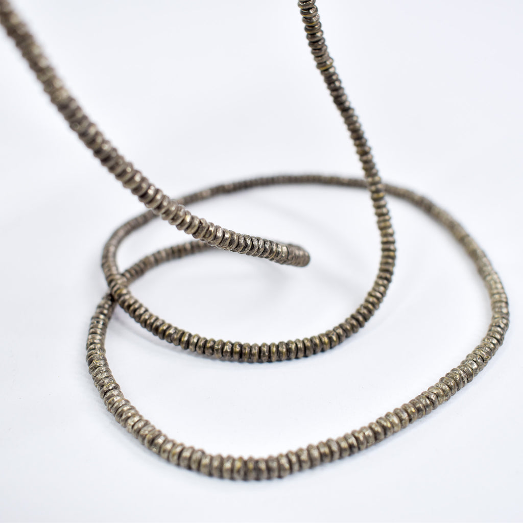 Silver Metal Heishi Beads Ethiopia 30 Inch