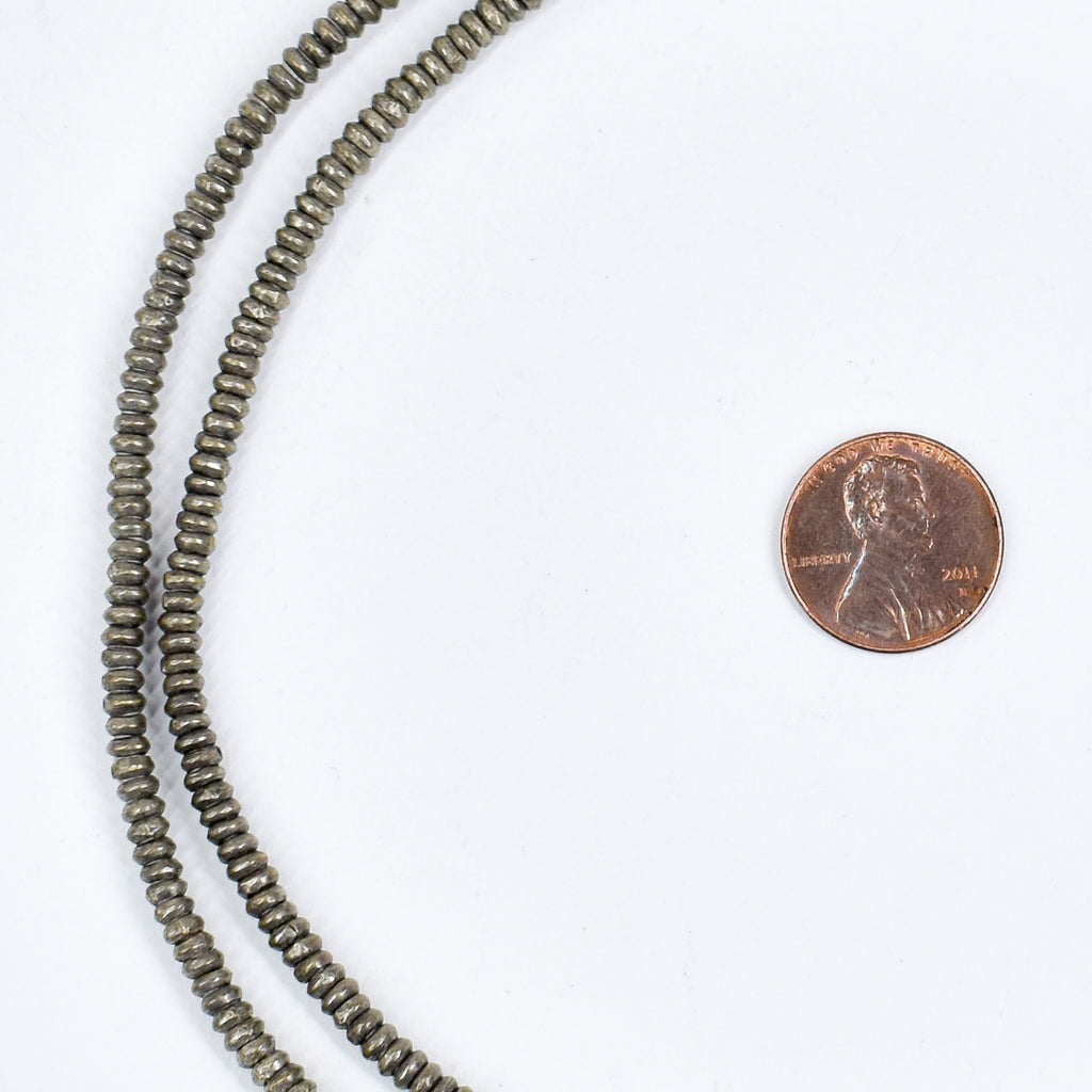 Silver Metal Heishi Beads Ethiopia 30 Inch
