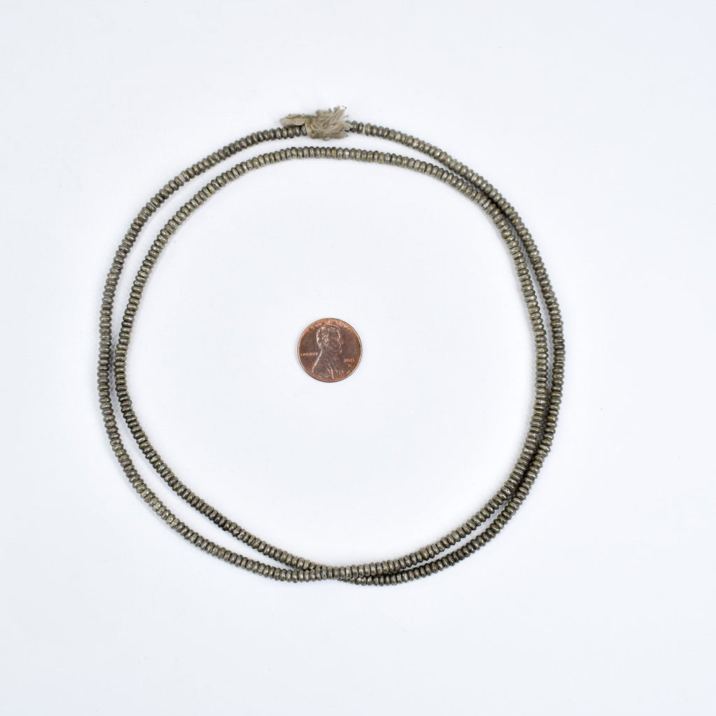 Silver Metal Heishi Beads Ethiopia 30 Inch