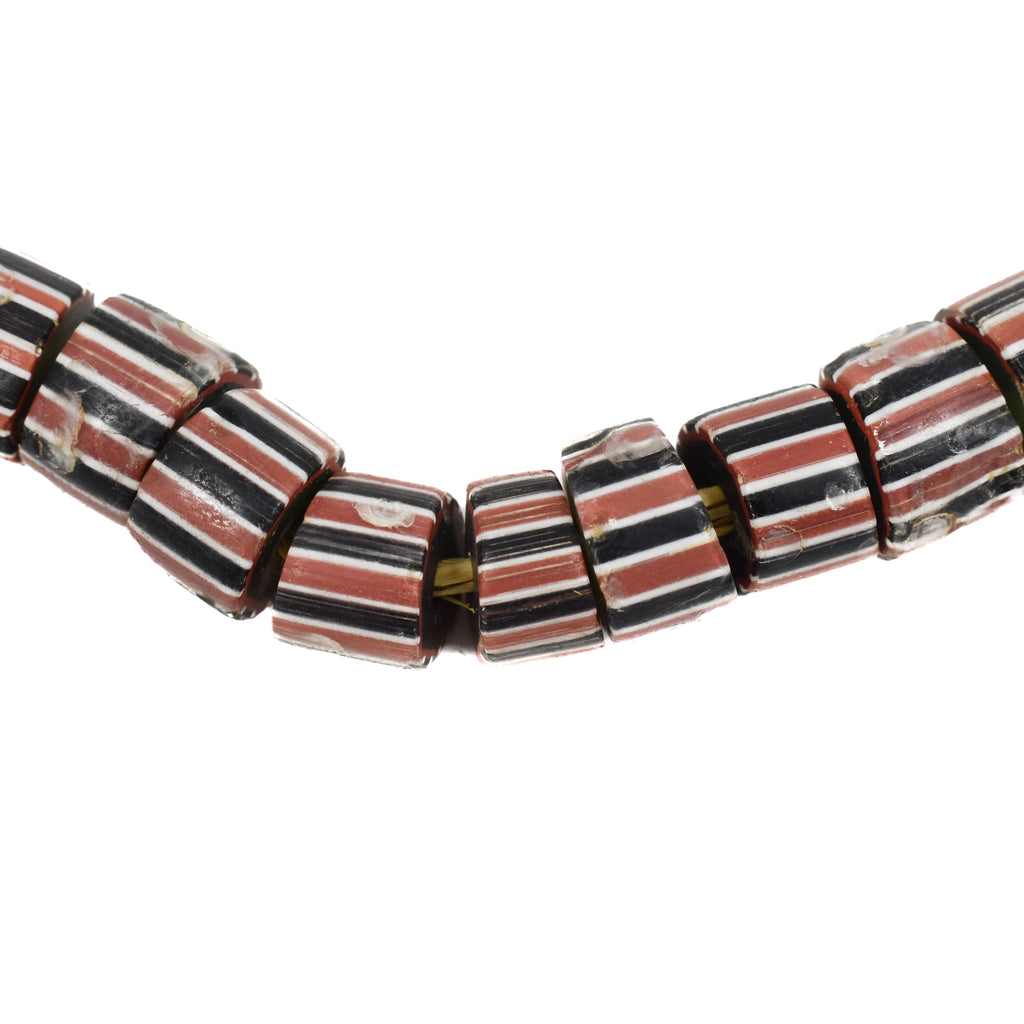 12 Red Striped Venetian Trade Beads Ericson Collection