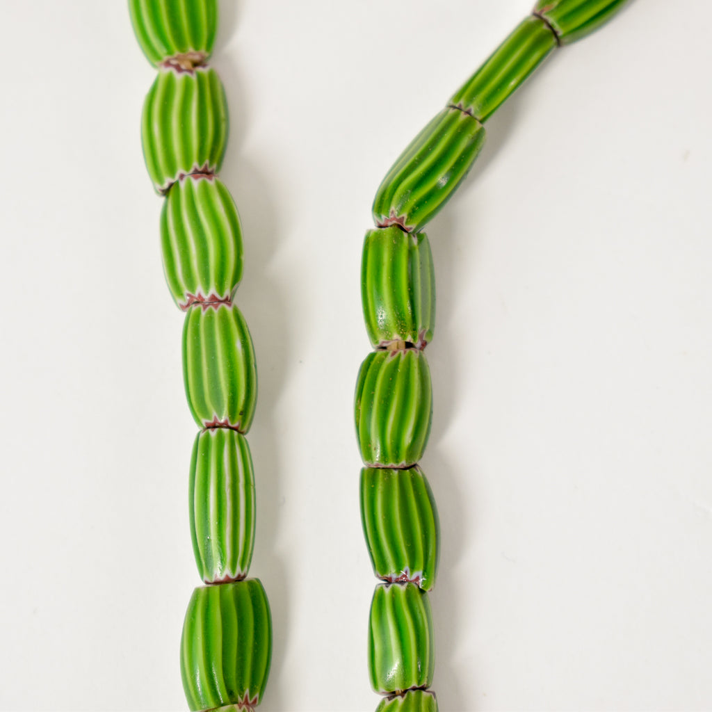 Venetian Watermelon Chevron Green Trade Beads