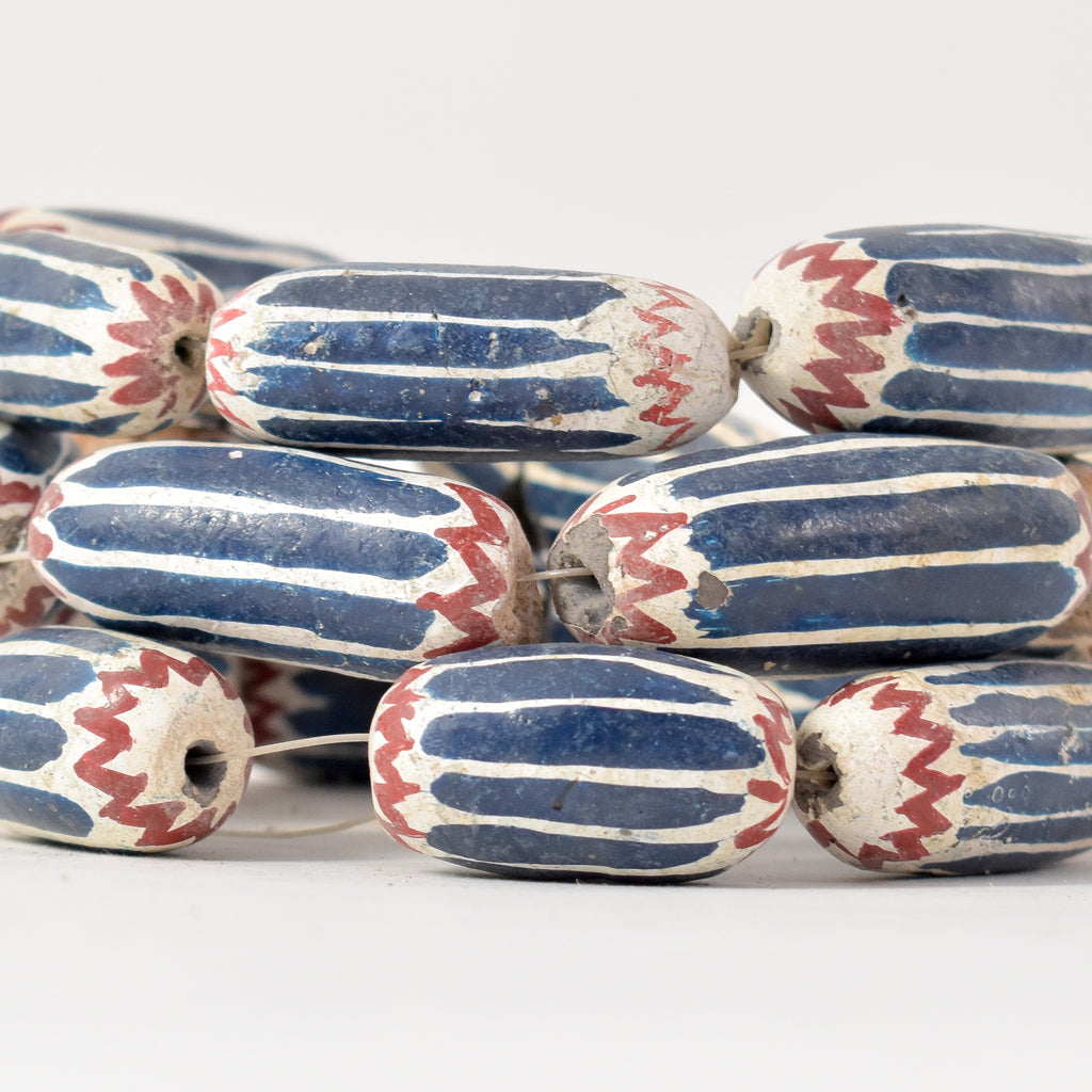 Clay Chevron Painted Imitation Beads 30 Inch