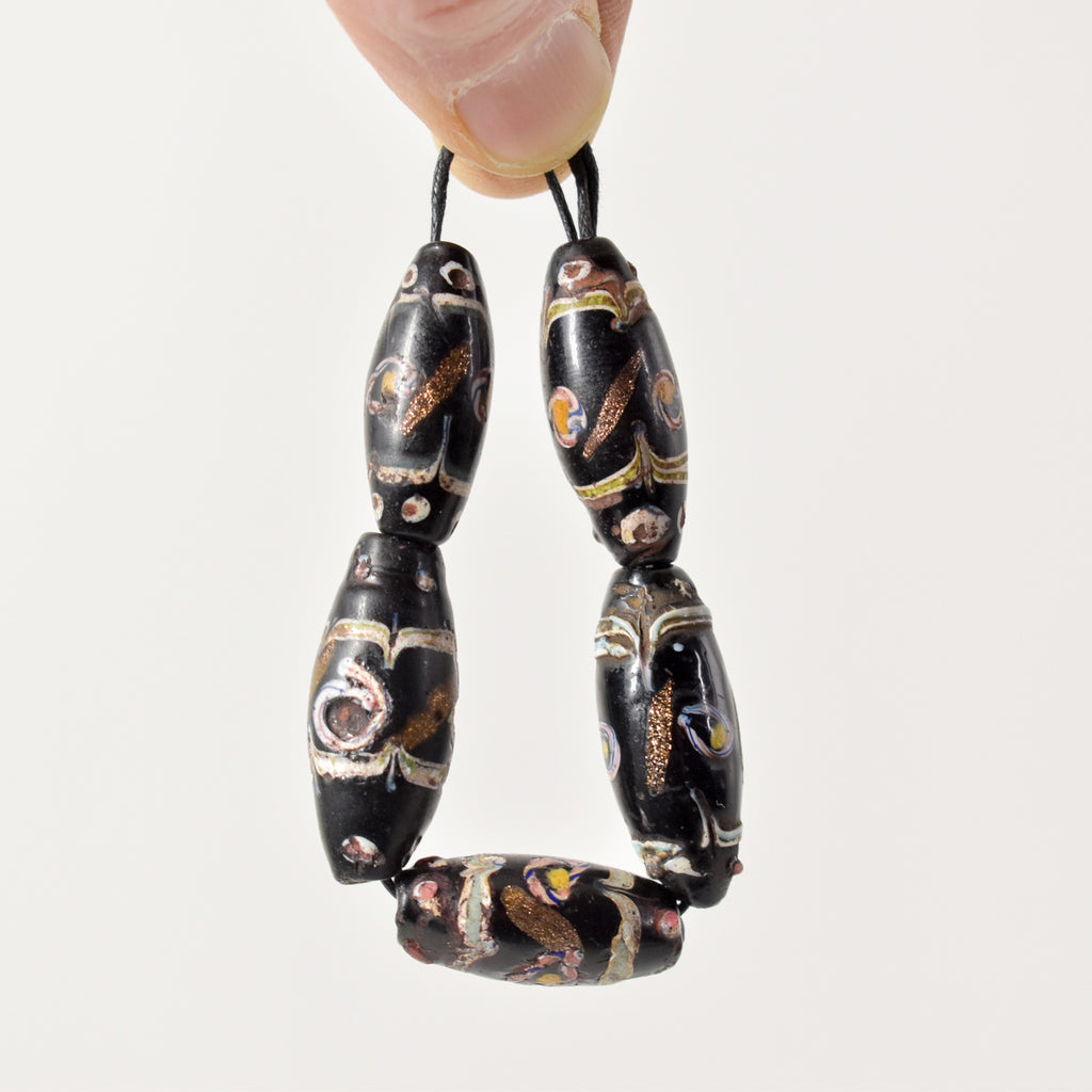 Black Aventurine Venetian Trade Beads