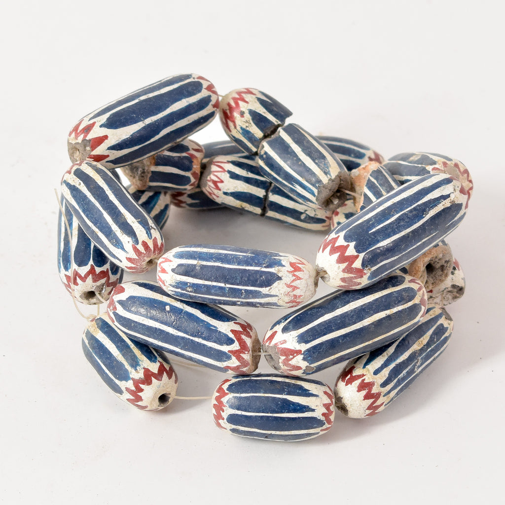 Clay Chevron Painted Imitation Beads 30 Inch