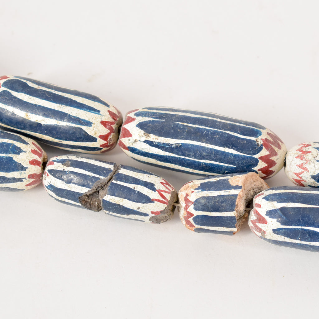 Clay Chevron Painted Imitation Beads 30 Inch