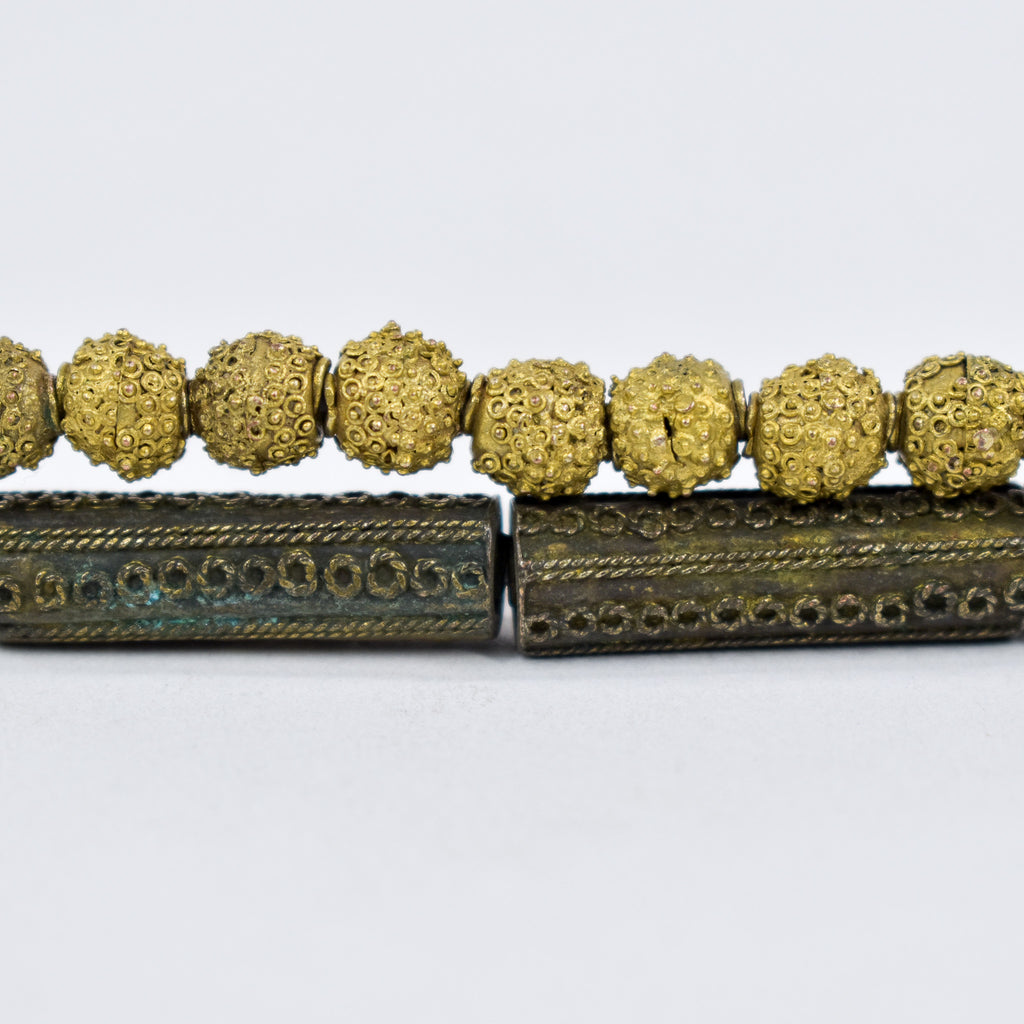 Yoruba Gilded Brass Raised Dot Trade Beads Nigeria