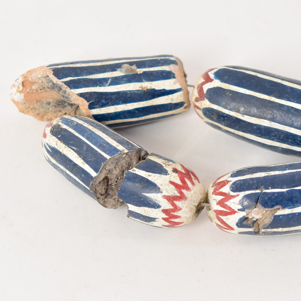 Clay Chevron Painted Imitation Beads 30 Inch