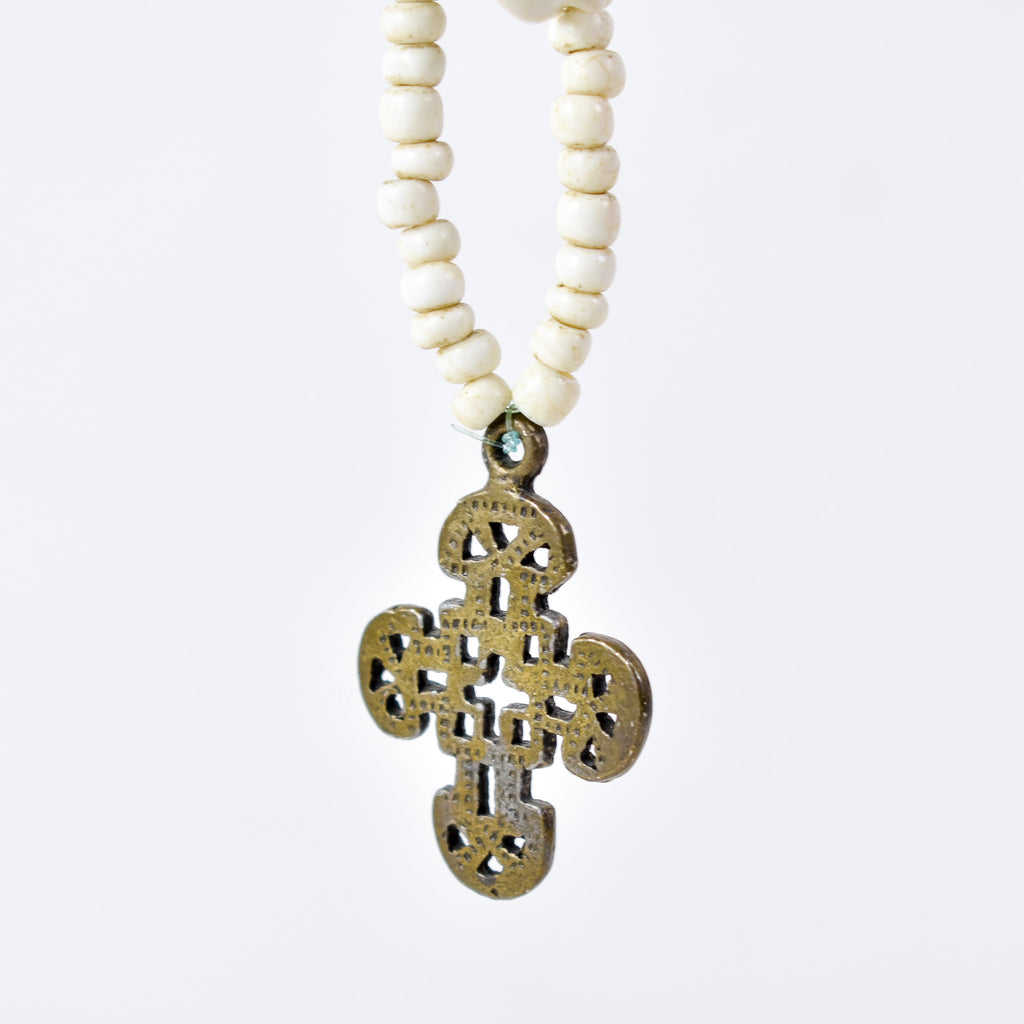 Venetian Trade Bead and Ethiopian Pendant Necklace Henry Collection 32 Inch
