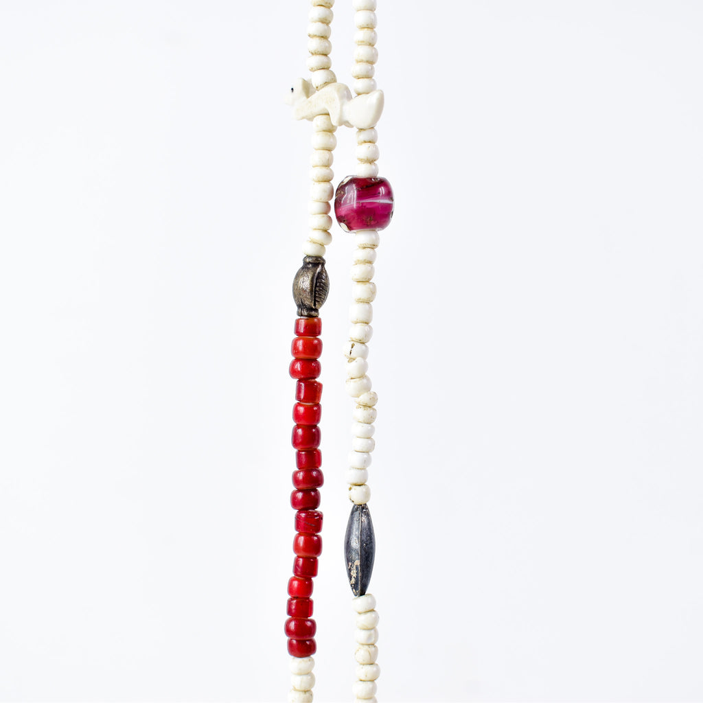 Venetian Trade Bead and Ethiopian Pendant Necklace Henry Collection 32 Inch