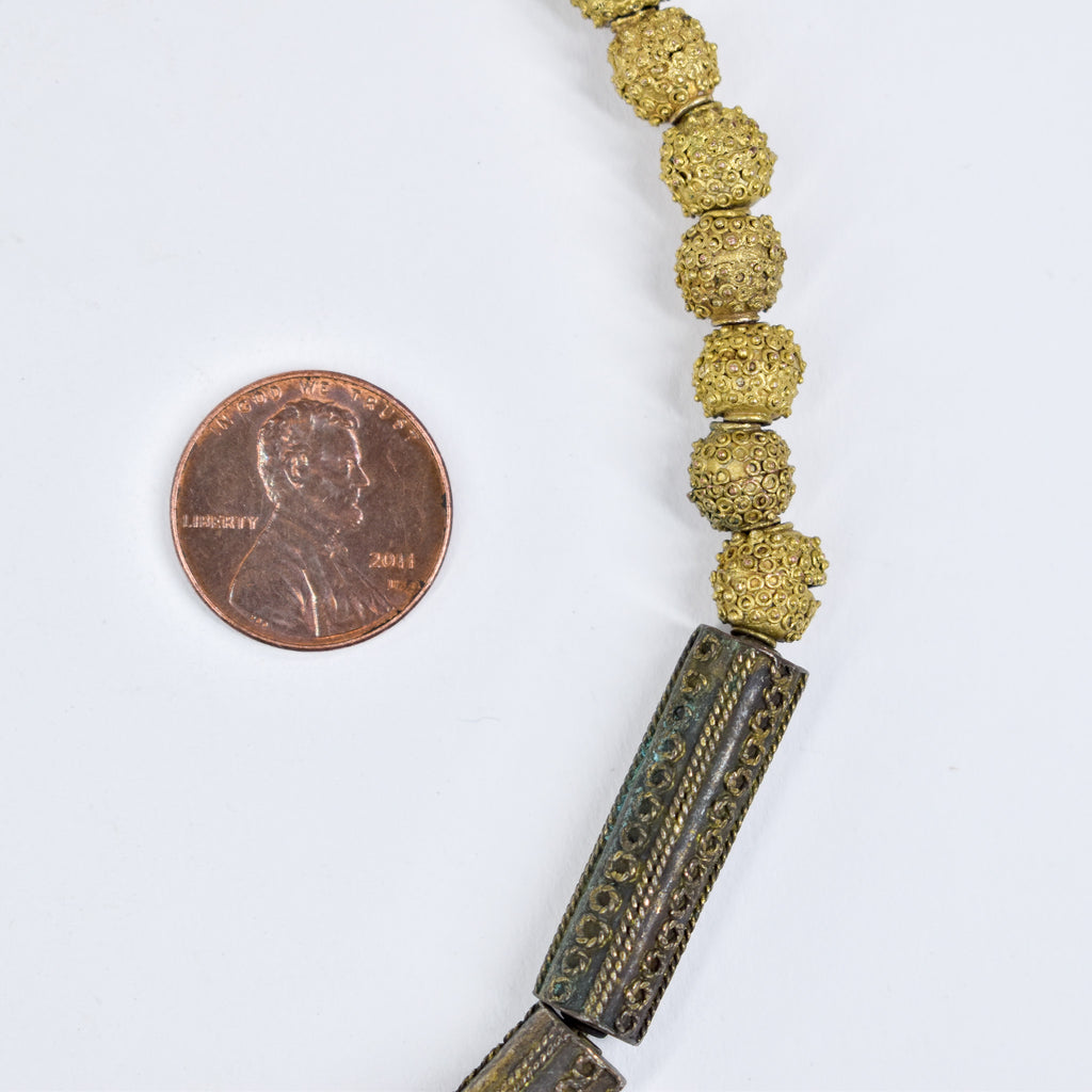 Yoruba Gilded Brass Raised Dot Trade Beads Nigeria