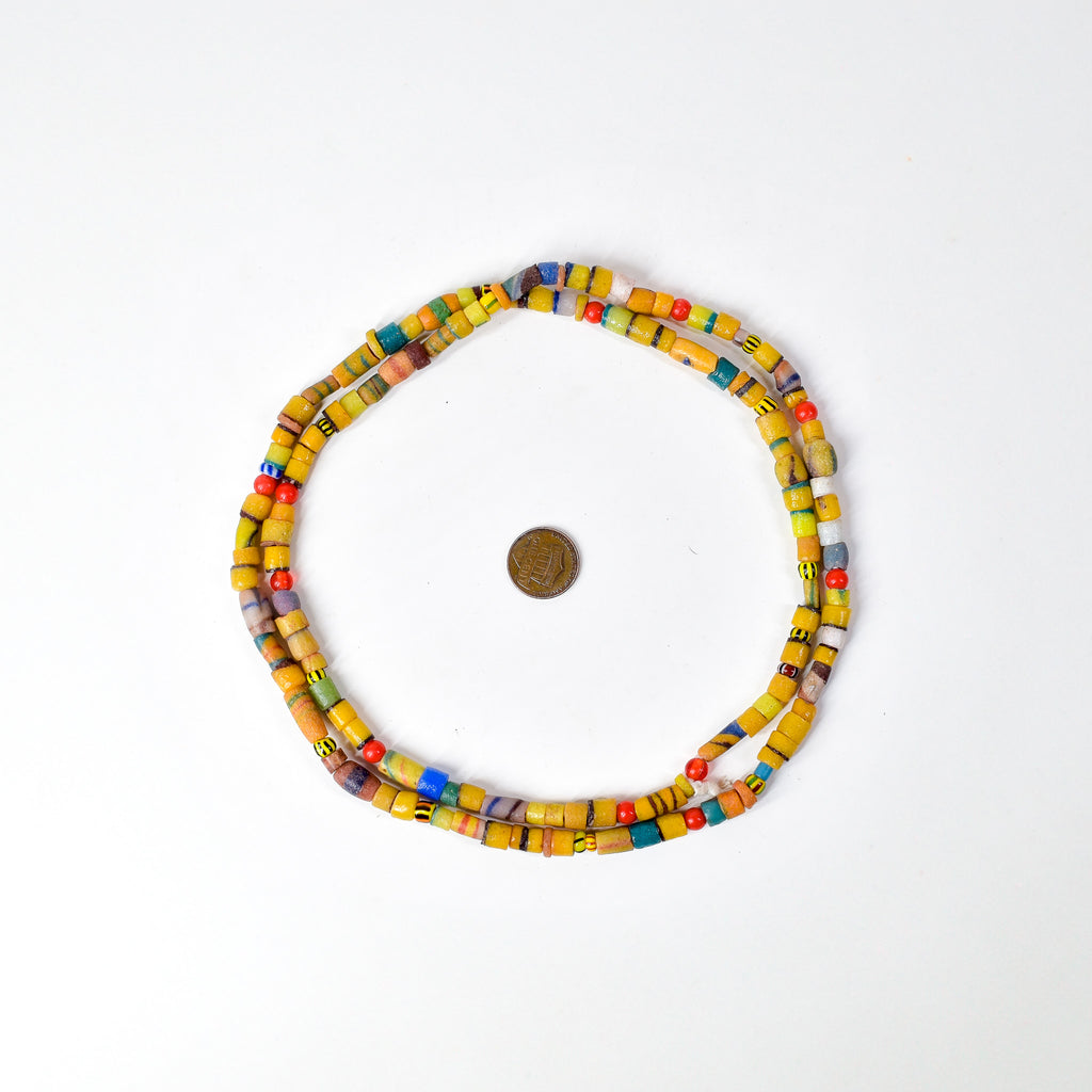 Krobo "Recycled" Powder Glass Mixed Trade Beads Gambia 34 Inch