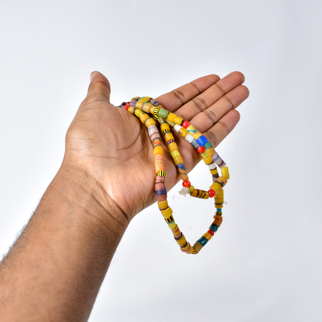 Krobo "Recycled" Powder Glass Mixed Trade Beads Gambia 34 Inch