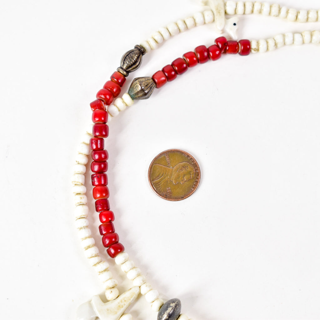 Venetian Trade Bead and Ethiopian Pendant Necklace Henry Collection 32 Inch