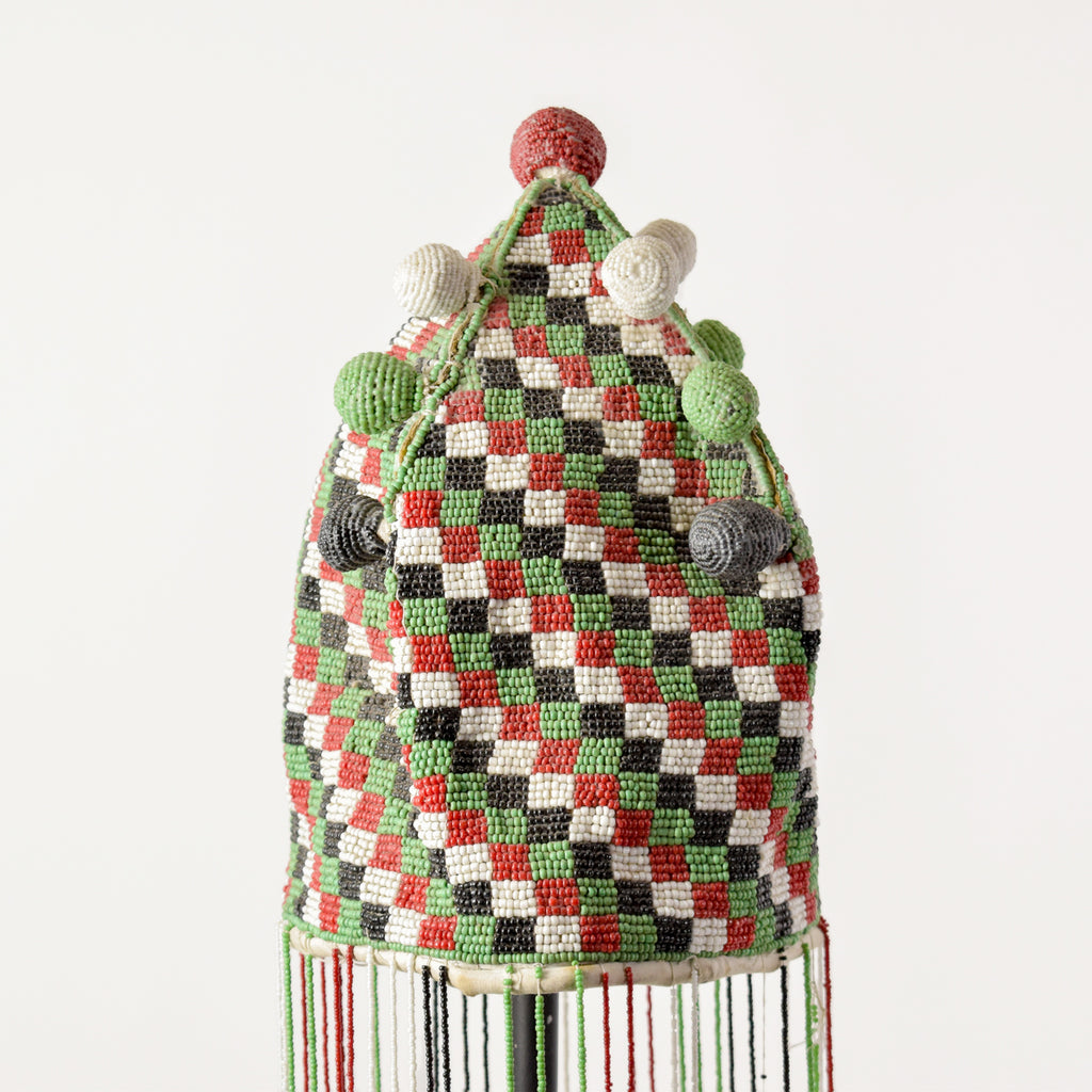 Yoruba Green Red and Black Beaded Crown Nigeria