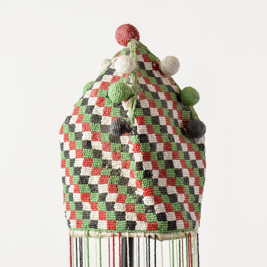 Yoruba Green Red and Black Beaded Crown Nigeria