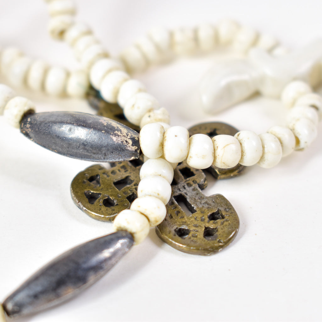 Venetian Trade Bead and Ethiopian Pendant Necklace Henry Collection 32 Inch