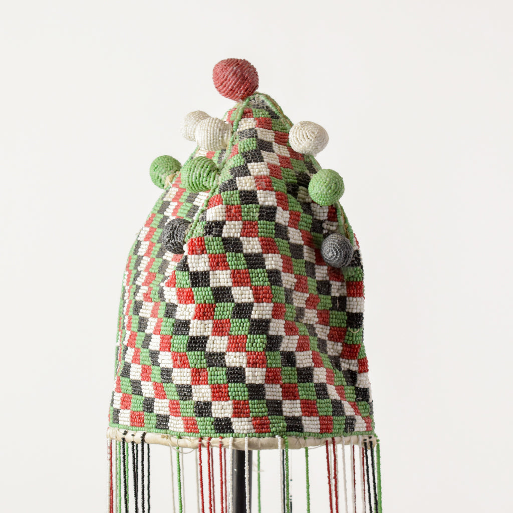 Yoruba Green Red and Black Beaded Crown Nigeria