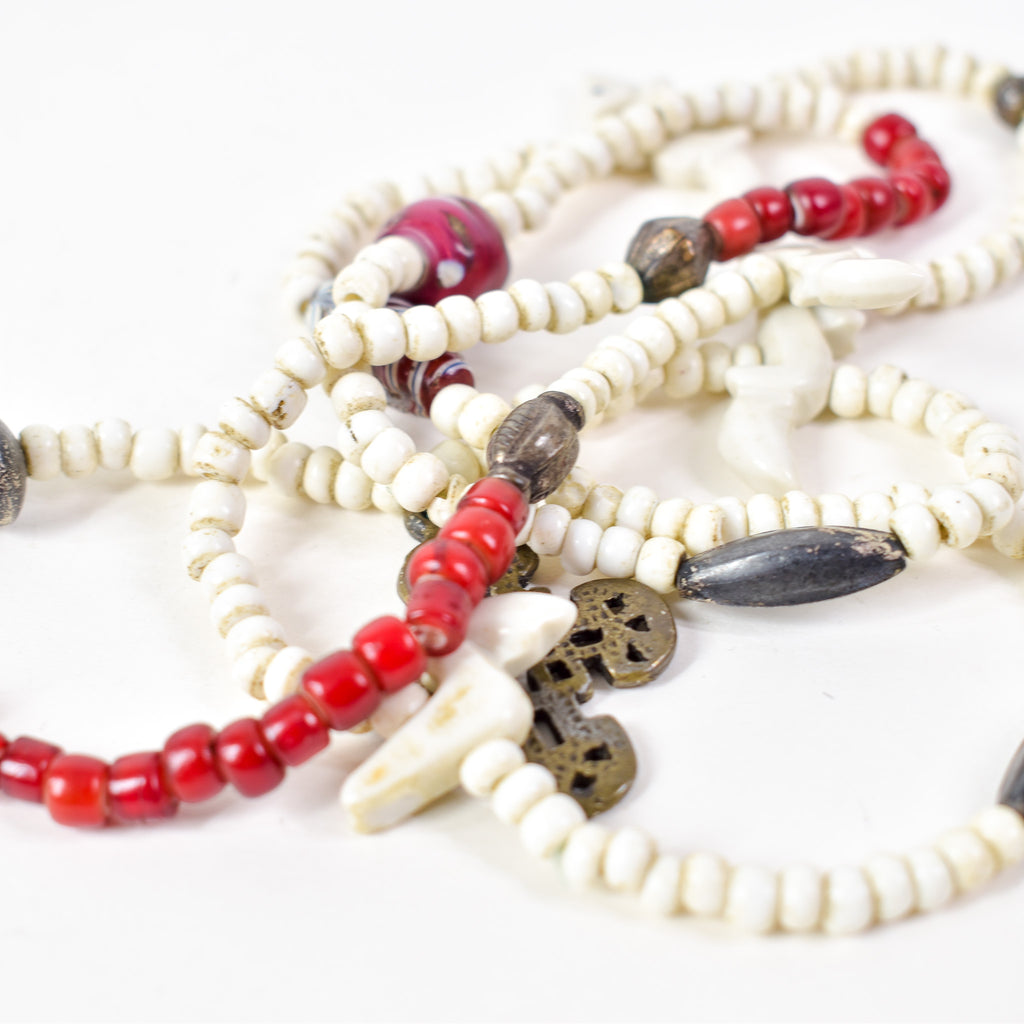 Venetian Trade Bead and Ethiopian Pendant Necklace Henry Collection 32 Inch