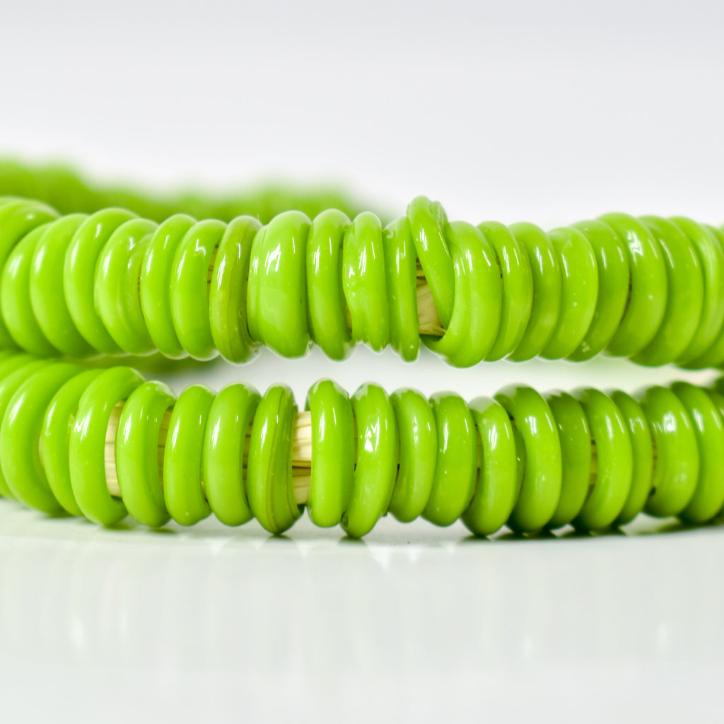 Italian Glass Rings Translucent Bright Green Trade Beads