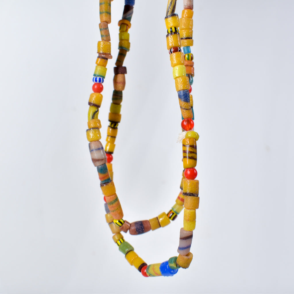 Krobo "Recycled" Powder Glass Mixed Trade Beads Gambia 34 Inch