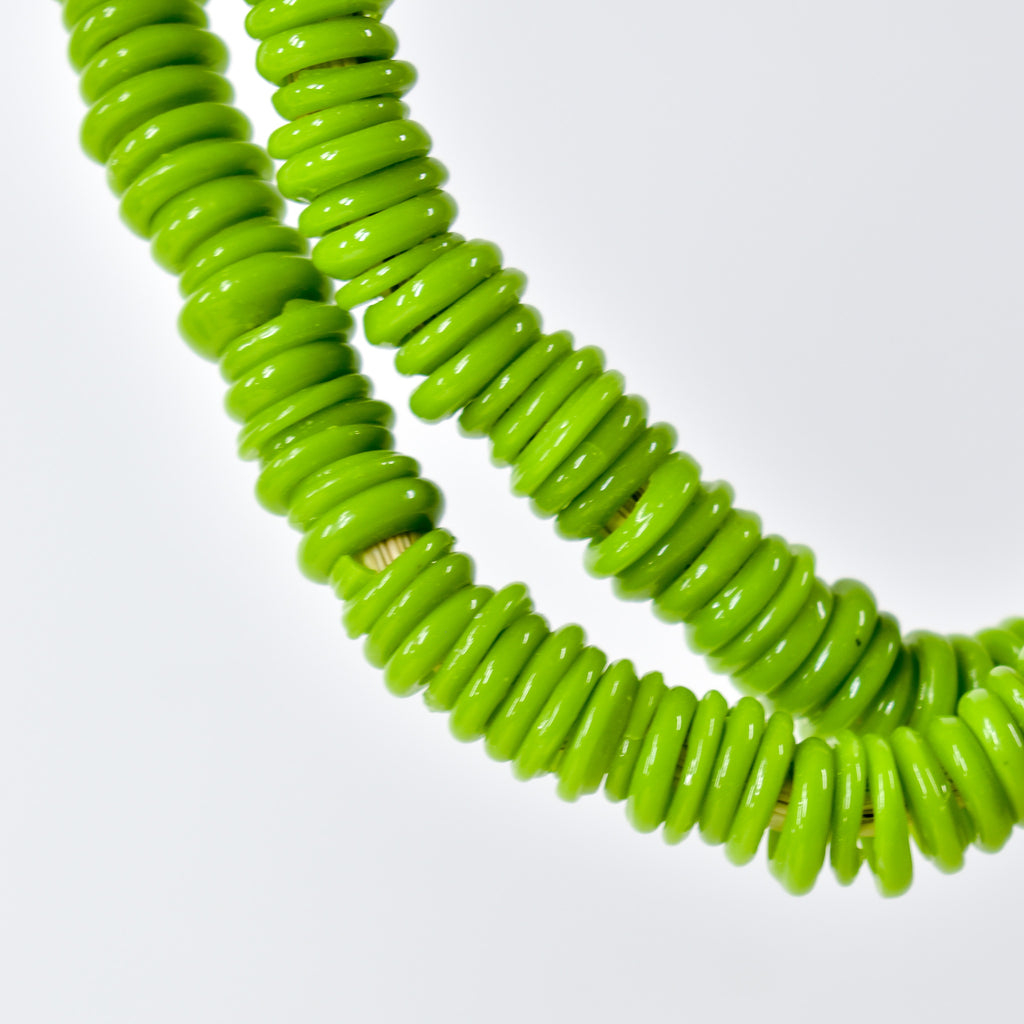 Italian Glass Rings Translucent Bright Green Trade Beads