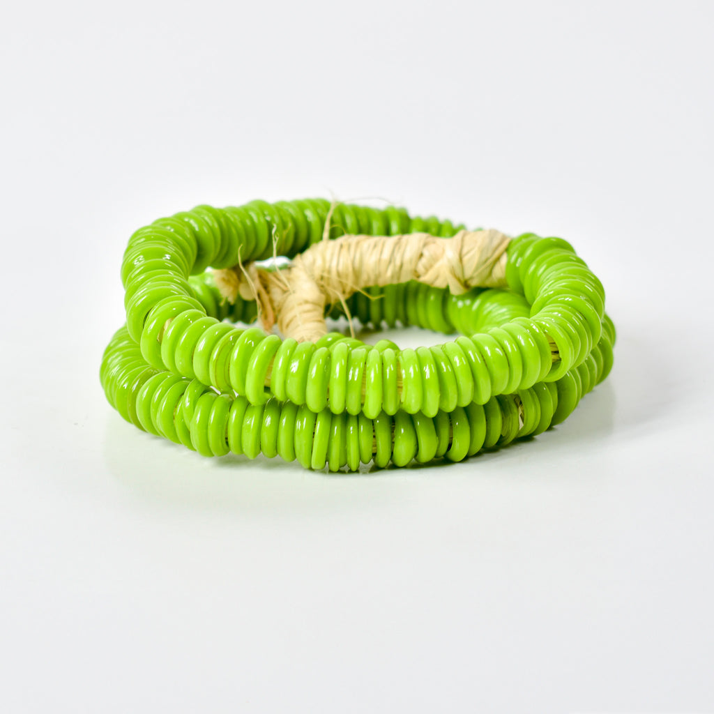 Italian Glass Rings Translucent Bright Green Trade Beads