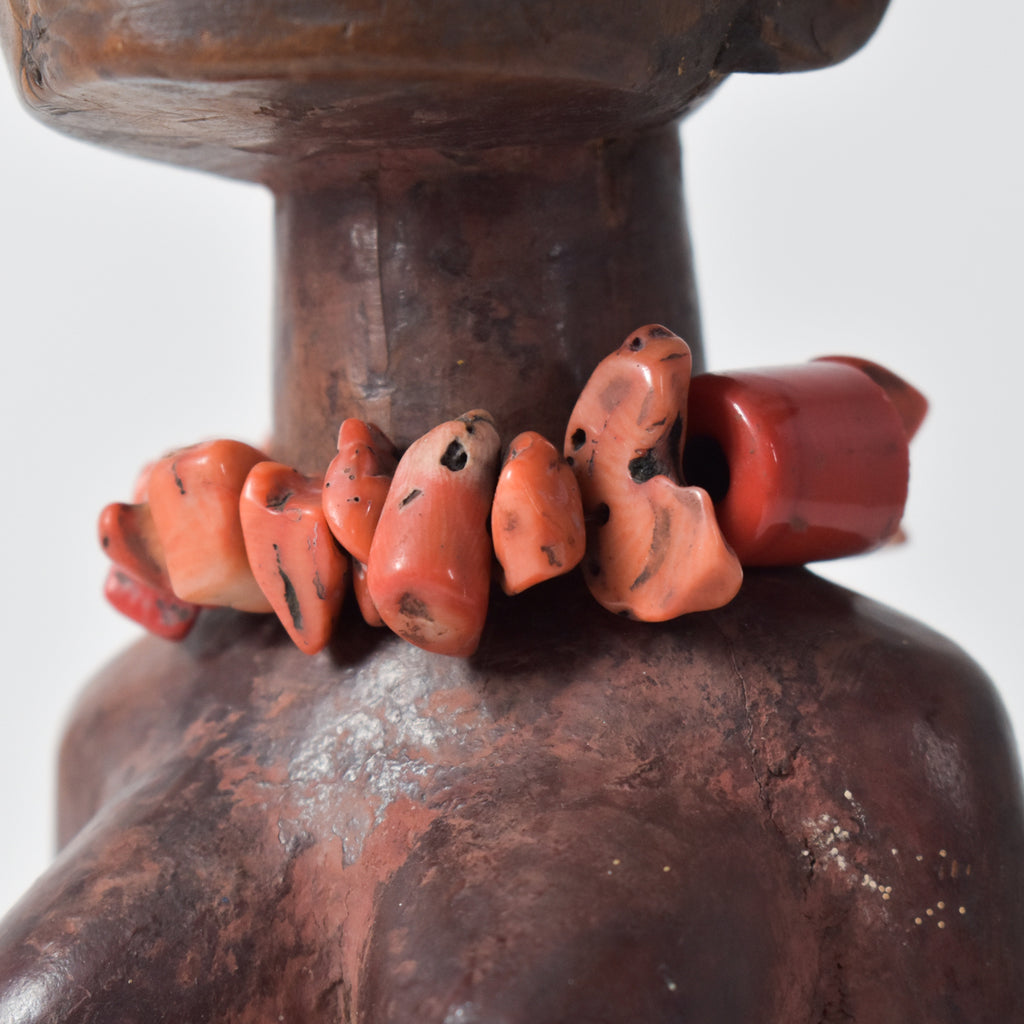 Yoruba Ibeji Female With Coral Necklace Figure Nigeria