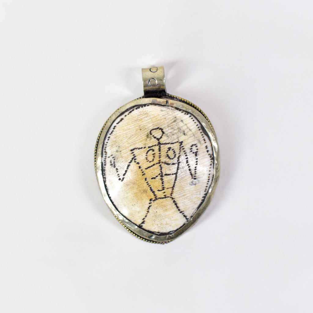 Tibetan Shell Repoussé Pendant
