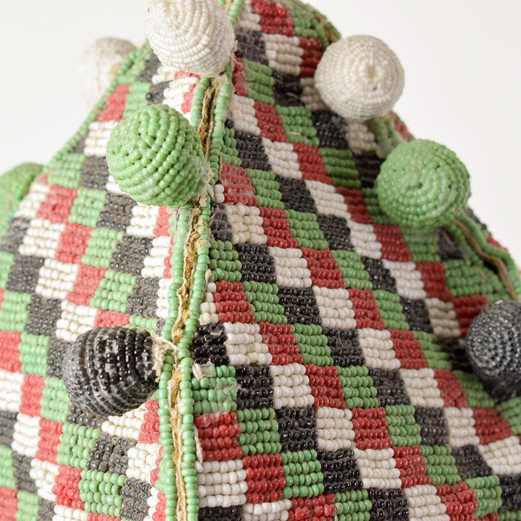 Yoruba Green Red and Black Beaded Crown Nigeria